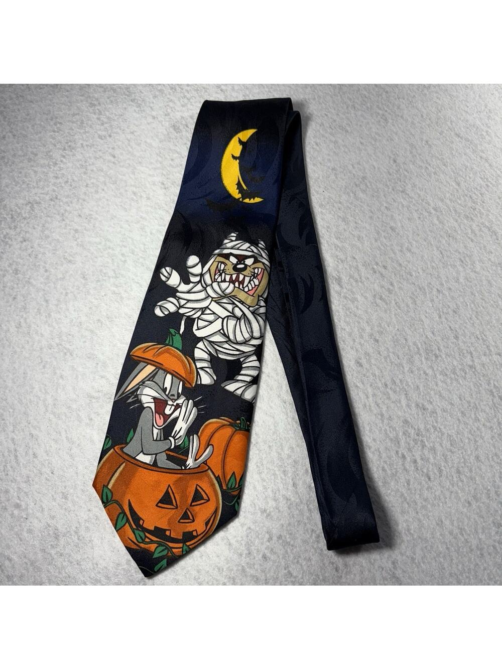 Vintage 1996 Looney Tunes Mania Halloween Tie Bugs Bunny Taz Mummy Pumpkin 90s